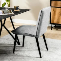 Malo Eetkamerstoel Heaven - Stof - Grijs -Puur Woood Winkel 1000085713 0102