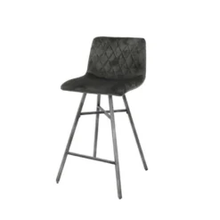 Set Van 4 Barkrukken Dana Vintage Velvet Antraciet Zithoogte 68 Cm Stof -Puur Woood Winkel 1000087438 0102