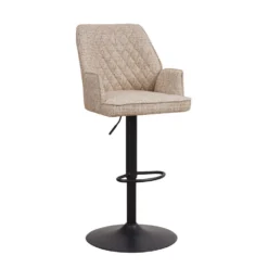 Barkruk Novan Chenille Beige - Zithoogte 68 Cm - Stof - Wit