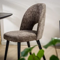 Devin Eetkamerstoel - Stof - Bruin -Puur Woood Winkel 1000089900 0102