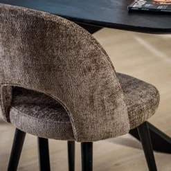 Devin Eetkamerstoel - Stof - Bruin -Puur Woood Winkel 1000089900 0103