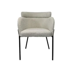 HSM Collection Eetkamerstoel Luca Set Van 2 Wit/Zwart Teddy/Bouclé/Metaal -Puur Woood Winkel 1000091431 0102