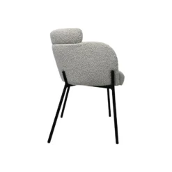 HSM Collection Eetkamerstoel Luca Set Van 2 Wit/Zwart Teddy/Bouclé/Metaal -Puur Woood Winkel 1000091431 0103