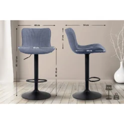 CLP Barkruk Linus Stof Blauw -Puur Woood Winkel 1000092163 0101