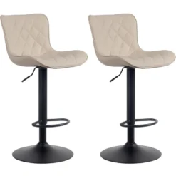 CLP Set Van 2 Barkrukken Emma Kunstleder Crème