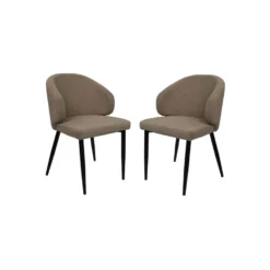 HSM Collection Eetkamerstoel Yuna Taupe Teddy/Metaal Set Van 2