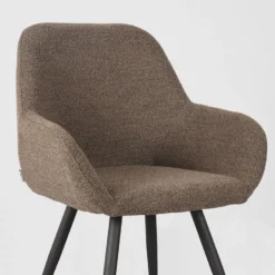 LABEL51 Eetkamerstoel Fender - Bruin - Boucle - 59x57x87 Cm -Puur Woood Winkel 1000093223 0103