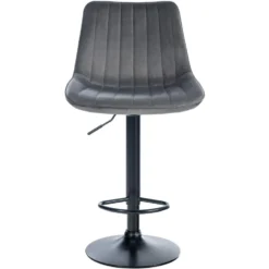 CLP Barkruk Toni Fluweel Zwart Frame Grijs -Puur Woood Winkel 1000093430 0102