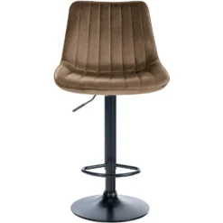 CLP Barkruk Toni Fluweel Zwart Frame Bruin -Puur Woood Winkel 1000093451 0102