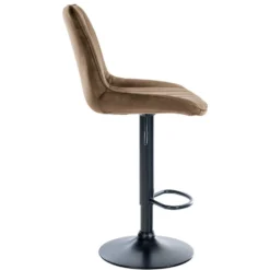 CLP Barkruk Toni Fluweel Zwart Frame Bruin -Puur Woood Winkel 1000093451 0103