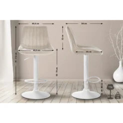 CLP Barkruk Toni Fluweel Wit Frame Crème -Puur Woood Winkel 1000093459 0101