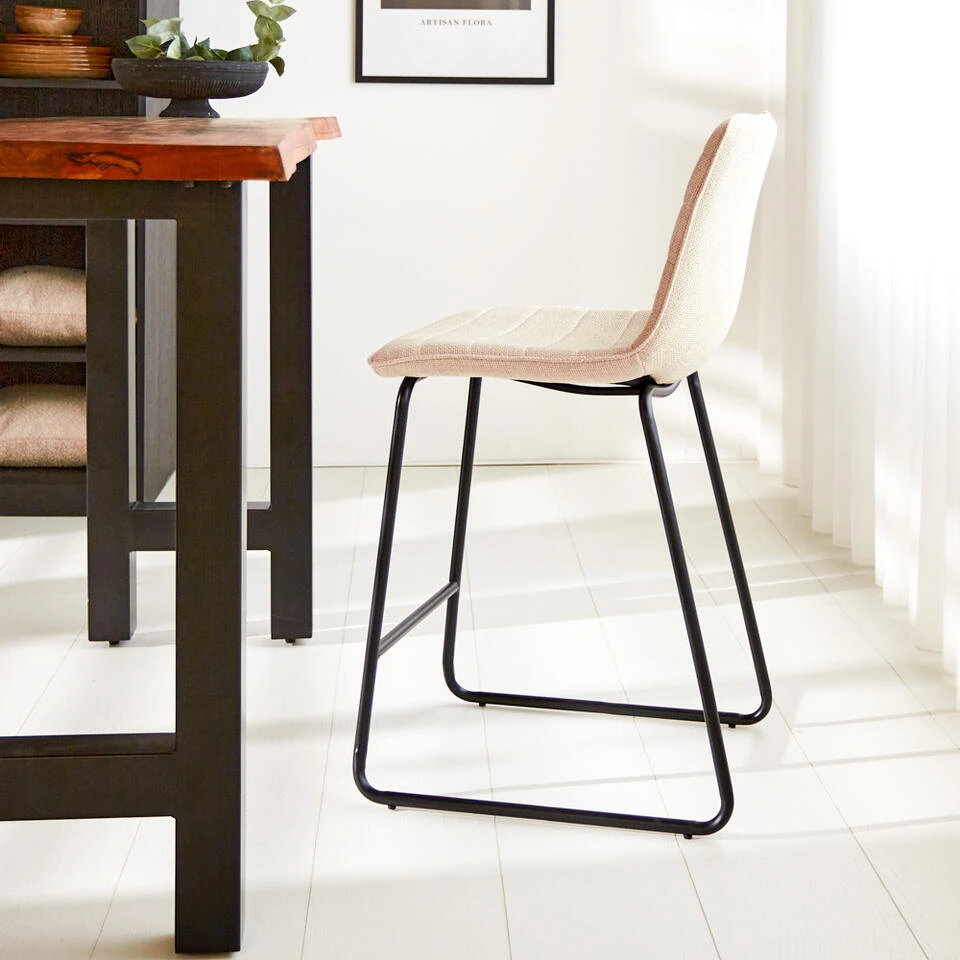 Barkruk Mark Grof Geweven Stof Beige - Zithoogte 65 Cm - Polyester - Beige 2 Barkruk Mark Grof Geweven Stof Beige - Zithoogte 65 Cm - Polyester - Beige - Afbeelding 2