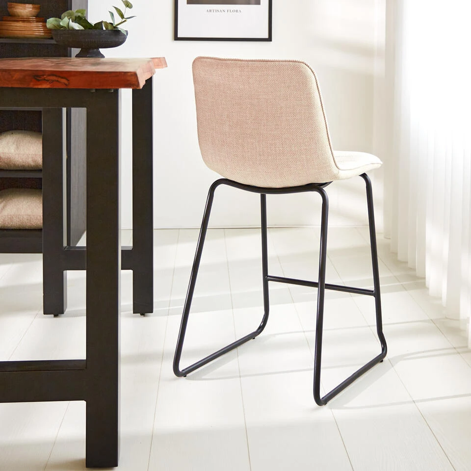 Barkruk Mark Grof Geweven Stof Beige - Zithoogte 65 Cm - Polyester - Beige 3 Barkruk Mark Grof Geweven Stof Beige - Zithoogte 65 Cm - Polyester - Beige - Afbeelding 3