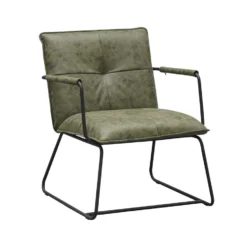 Industriële Fauteuil Hailey Groen Ecoleder - Leder - Groen