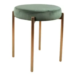 DS4U® Mika Velvet Kruk - Stof - Groen 5 DS4U® Mika Velvet Kruk - Stof - Groen -Puur Woood Winkel 1000093827 0102