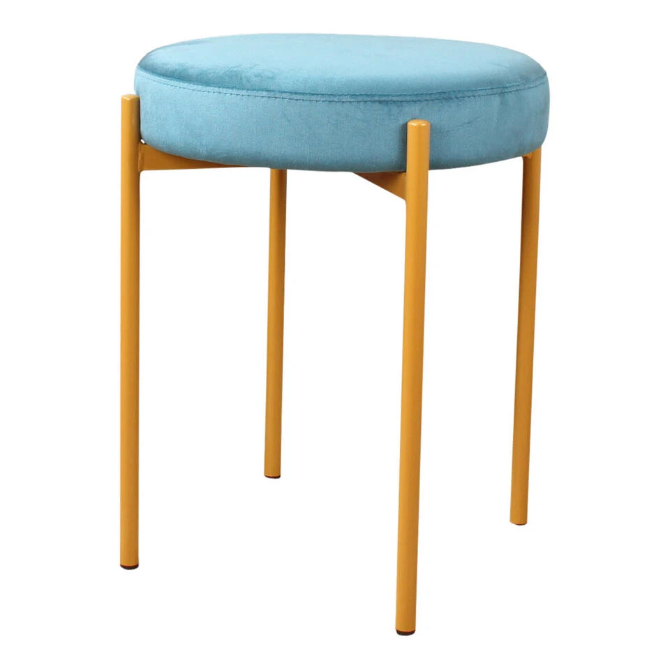 DS4U® Mika Velvet Kruk - Stof - Blauw 1 DS4U® Mika Velvet Kruk - Stof - Blauw