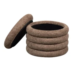 WOOOD Poef Kimi - Teddy - Bruin - 32x40x40 -Puur Woood Winkel 1000093875 0102