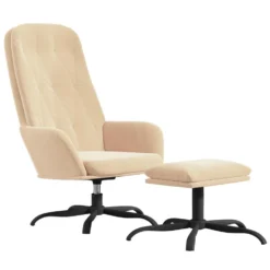 VidaXL Relaxstoel Met Voetenbank Crèmewit Fluweel