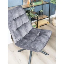 Decor 88 Adaline Velvet Fauteuil Donkergrijs - 70x65-105 Cm -Puur Woood Winkel 1000094201 0102