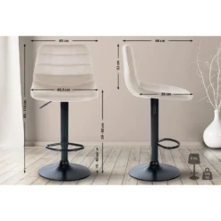 CLP Barkruk Lex Zwart Frame Fluweel Crème -Puur Woood Winkel 1000095250 0101