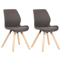 CLP Set Van 2 Eetkamerstoelen Luna Stof Grijs