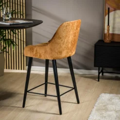 Zalko Barkruk Roman - Stof - Geel -Puur Woood Winkel 1000096131 0102