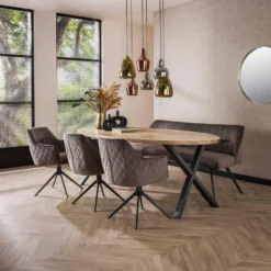 Diego Eetkamerstoel Velvet - Stof - Grijs -Puur Woood Winkel 1000096502 0102