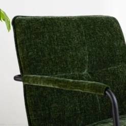 Fauteuil Hailey Donkergroen Chenille - Stof - Groen -Puur Woood Winkel 1000097053 0103