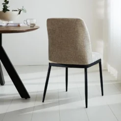 Eetkamerstoel Noli Chenille Beige - Stof - Beige -Puur Woood Winkel 1000097141 0102