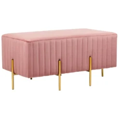 Beliani Hocker DAYTON - Roze Fluweel
