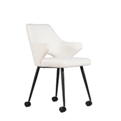 Giga Meubel Eetkamerstoel Bouclé - Wit - Stoel Jasmine