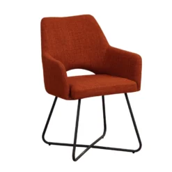 Eetkamerstoel Met Armleuning Suzy Terracotta - Stof - Oranje
