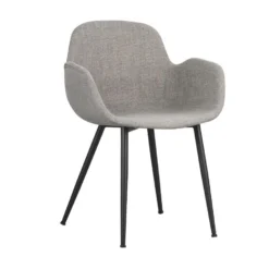 Eetkamerstoel Met Kuipvormige Zitting Mick Grijs - Stof - Grijs