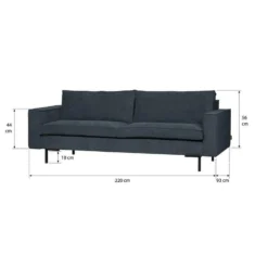 WOOOD Bank Arwin 3-zits - Staalblauw -Puur Woood Winkel 10102173 9600