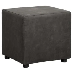 Hocker Nando - Antraciet - Stof Preston - 46x46x46 Cm -Puur Woood Winkel 10209445 0301