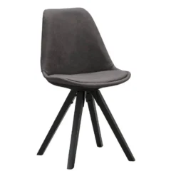 Eetkamerstoel Senja - Stof - Antraciet - Zwart Hout