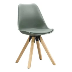 Eetkamerstoel Senja - Kunststof - Groen - Naturel Hout