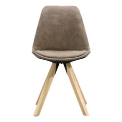 Eetkamerstoel Senja - Stof - Mokka - Naturel Hout