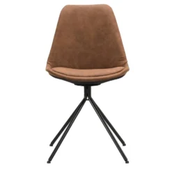 Eetkamerstoel Senja - Stof - Cognac - Zwart Metaal