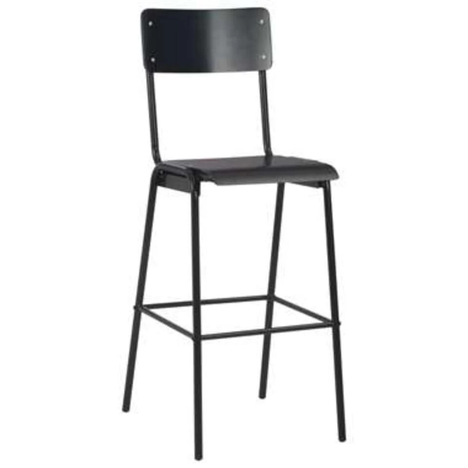 VidaXL Barstoelen 2 St Massief Multiplex Staal Zwart 3 VidaXL Barstoelen 2 St Massief Multiplex Staal Zwart - Afbeelding 3