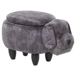 Beliani Dierenhocker DOGGY - Grijs Fluweel