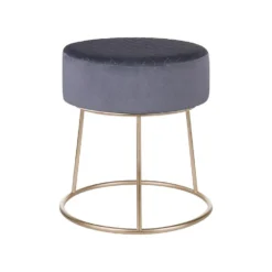 Beliani Hocker DELCO - Grijs Fluweel