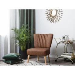 Beliani Fauteuil VAASA - Bruin Kunstleer -Puur Woood Winkel 115a190a3dff48beaa09fc5915cc5d16