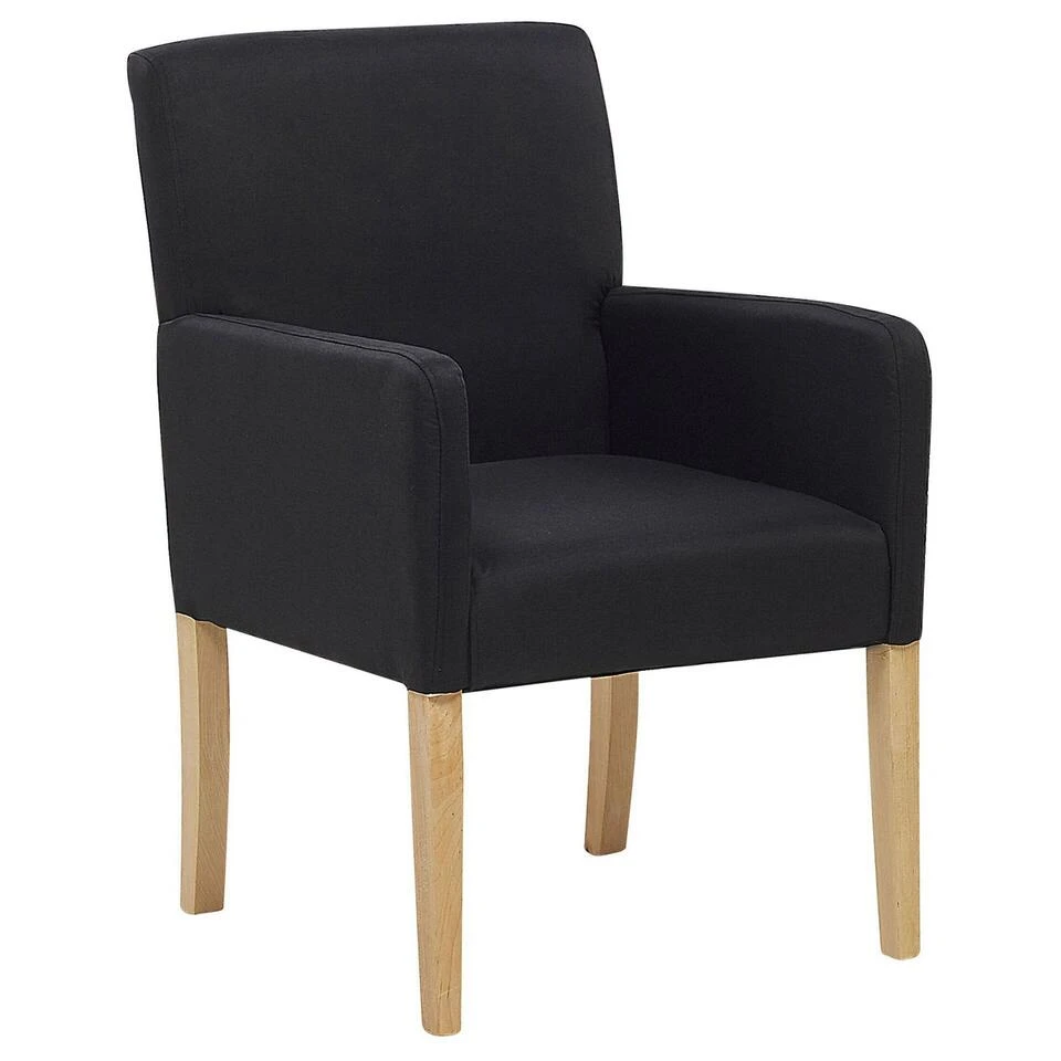 Beliani Eetkamerstoel ROCKEFELLER - Zwart Polyester 1 Beliani Eetkamerstoel ROCKEFELLER - Zwart Polyester