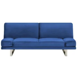 Beliani Slaapbank - YORK Blauw Fluweel