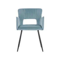 Beliani Eetkamerstoel SANILAC - Blauw Fluweel -Puur Woood Winkel 1484044654554f708c47b374435eb9c7