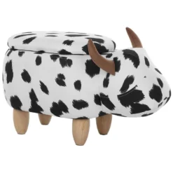 Beliani Dierenhocker COW - Zwart Polyester