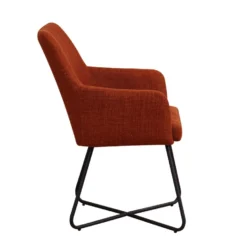 Eetkamerstoel Met Armleuning Suzy Terracotta - Stof - Oranje -Puur Woood Winkel 155a0552c6b741d39b67c0e9345979a1