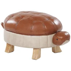 Beliani Dierenhocker TURTLE - Bruin Kunstleer
