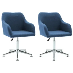 VidaXL Eetkamerstoelen 2 St Draaibaar Stof Blauw